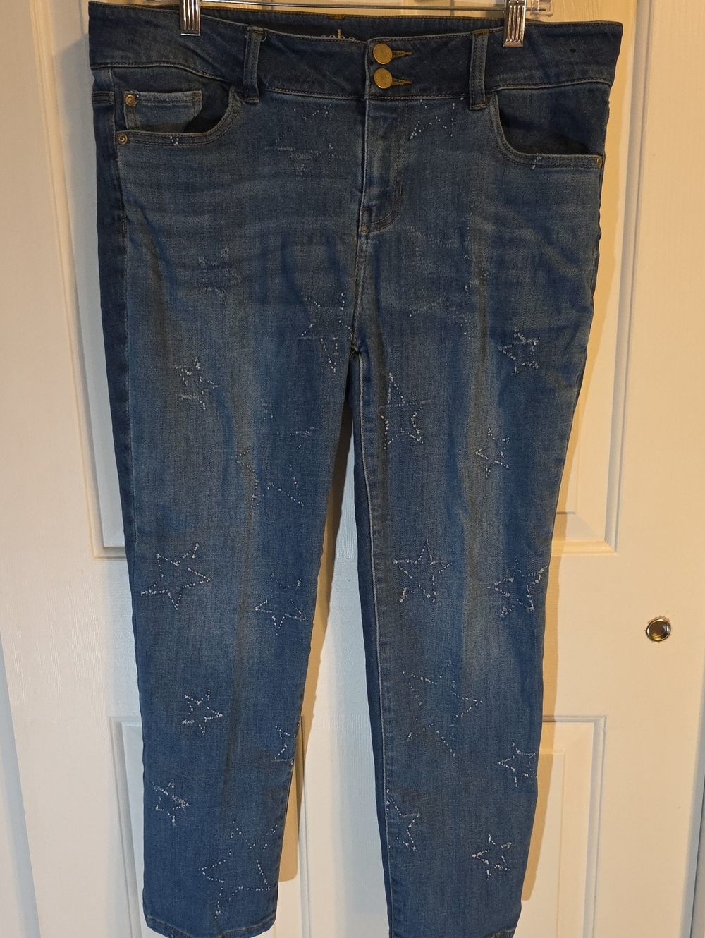 Soho Dark Blue Star-Embellished Cropped Jeans